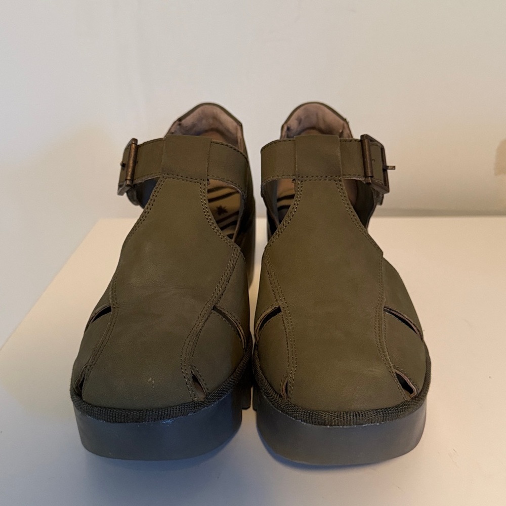 Fly London BURI481FLY Wedge Sandals in Olive Green Womens size 42/11-11.5 - Picture 5 of 13